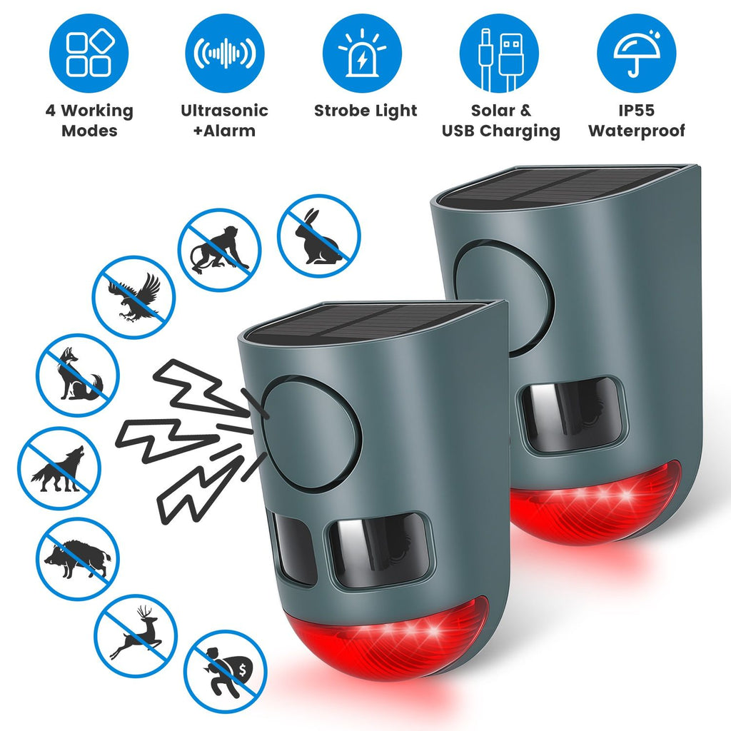 3-In-1 Ultrasonic Solar Animal Repeller Motion Activated Animal Repellent