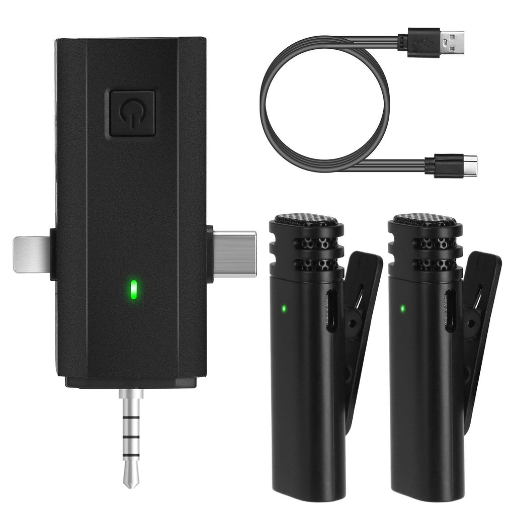3 in 1 Wireless Clip On Microphone Omnidirectional Mic Noise Reduction Plug and Play