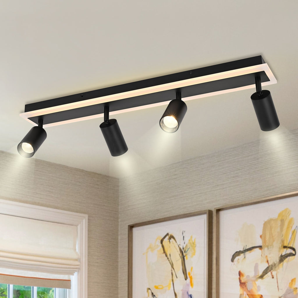 3-Lights LED Track Lighting Fixtures, Flexible Black Ceiling Directional Spot Light, Wall Mounted Bathroom Lights Fixture for Kitchen Over Mirror Living Room