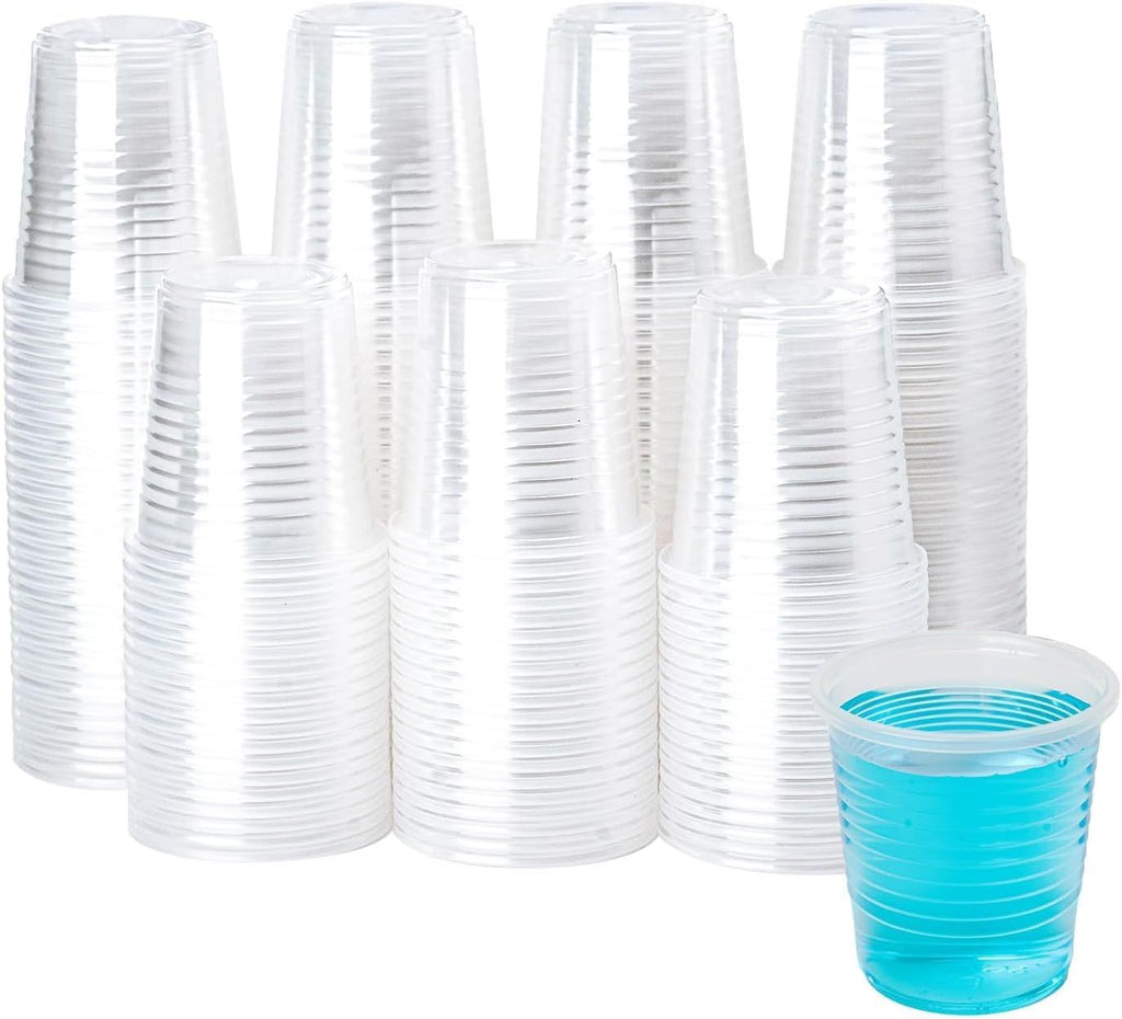 3 oz Disposable Plastic Cups, 500 Pack, BPA-Free, Clear, Bathroom Mouthwash Cups, Ideal for Parties and BBQ