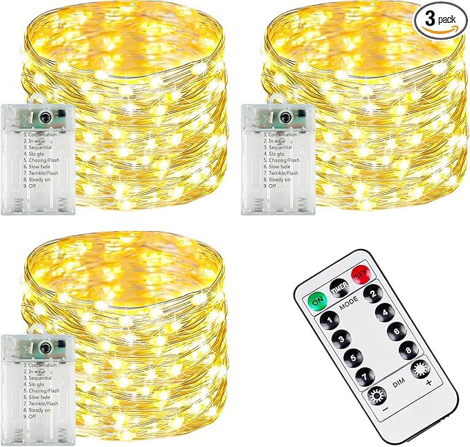 3-Pack 78FT 240 LED Fairy Lights Battery Operated with Timer & Remote, Waterproof Twinkle Lights Indoor Outdoor 8 Modes for Bedroom Centerpiece Wedding DIY Party Christmas Classroom Dorm Decoration
.