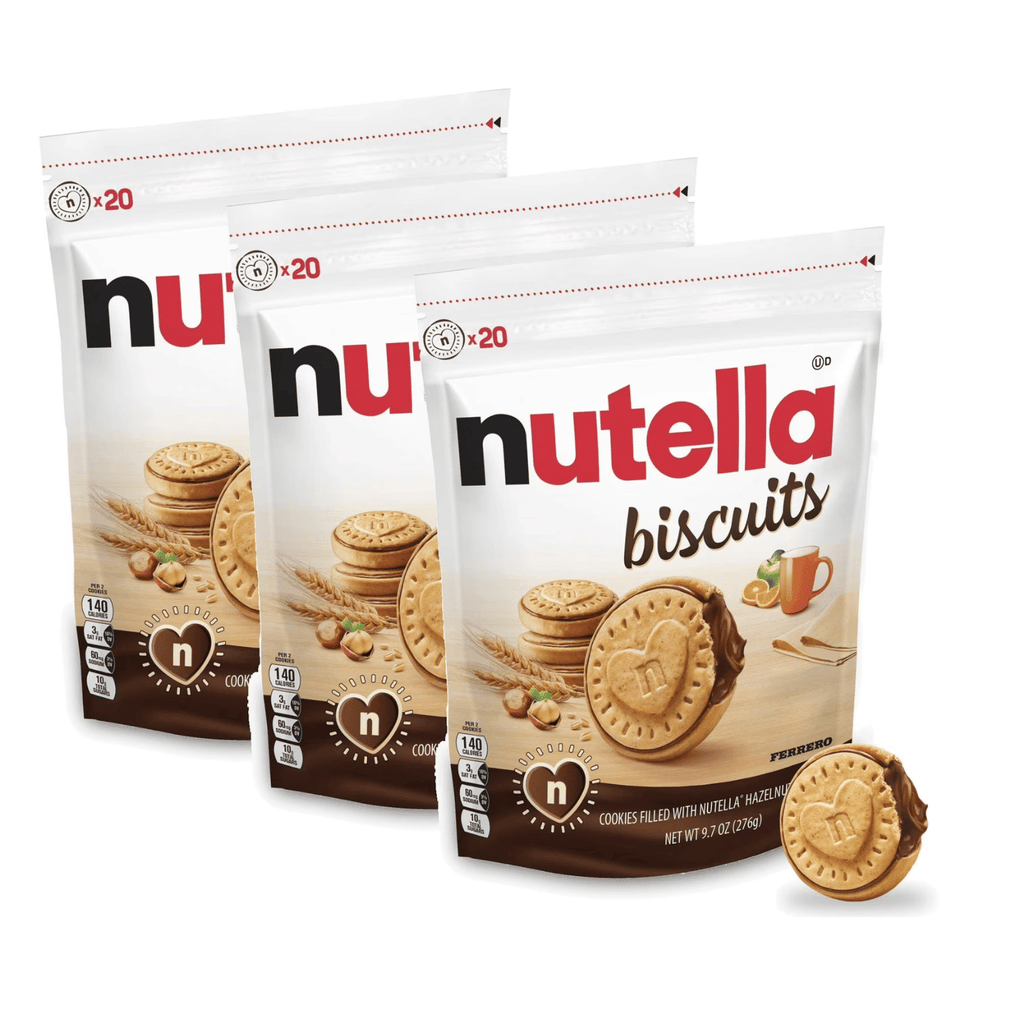 (3 pack) Biscuits Cookies Filled with Hazelnut Spread, Sweet Snack Pack, 9.7 oz