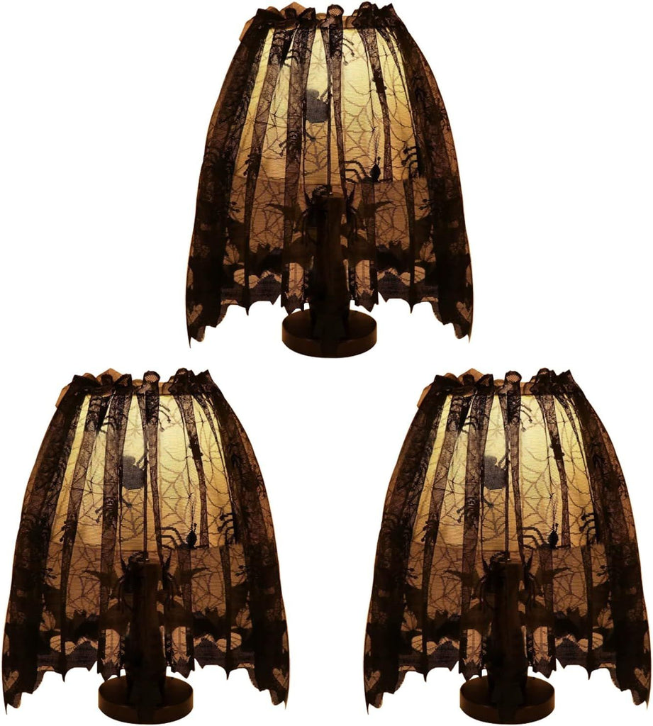 3 Pack Halloween Decorations Indoor, Black Lace Spider Web Lampshade Cover
