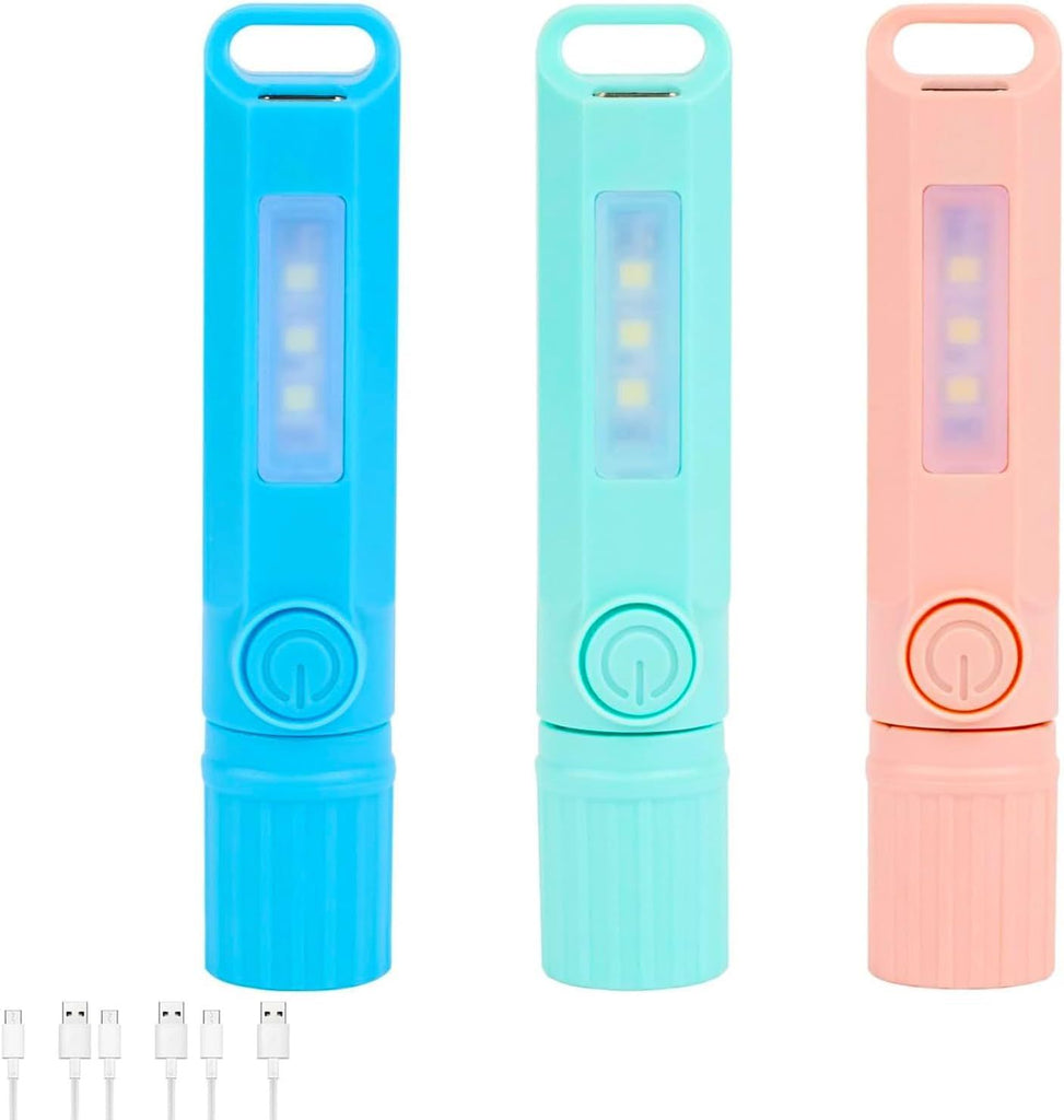 3 Pack Rechargeable Flashlights USB C Mini LED Flashlights, Camping Lantern Combo Flashlight, Ultralight Zoomable Flashlight for Gift Camping Hiking Night Reading Halloween Gifts Stocking Stuffers