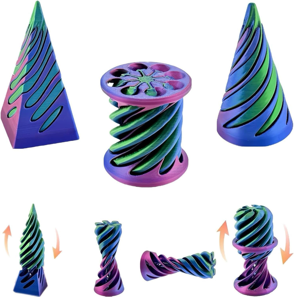 3 Packs Impossible Cone,Spiral Cone Fidget Toy Impossible Pyramid Passthrough Toy,3D Printed Spiral Cone Fidget Toy,Mini Vortex Thread Illusion Desktop Deco Souvenir Gift for Anxiety Relaxing