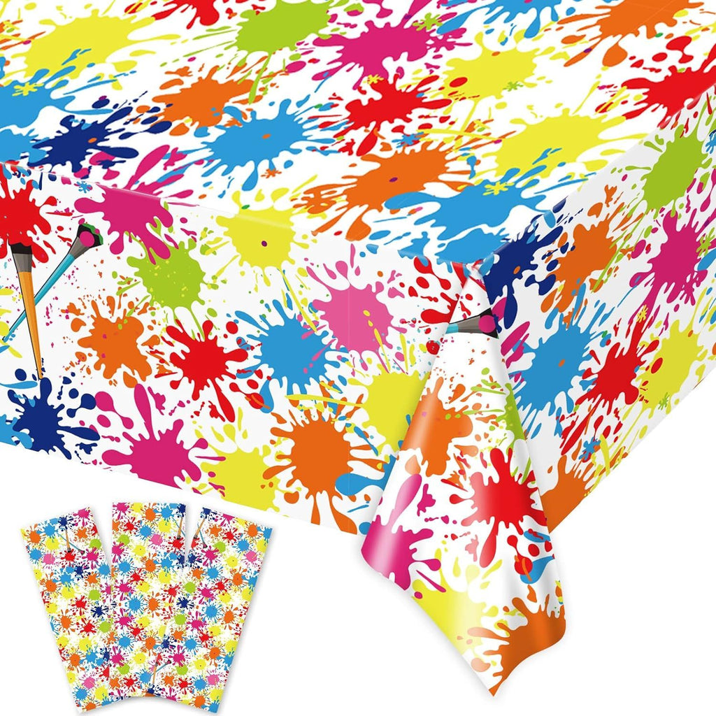 3 Pcs Art Party Decorations Art Paint Tablecloths Decoration Supplies Plastic Painting Splatter Party Table Cover Artist Birthday Parties Decor