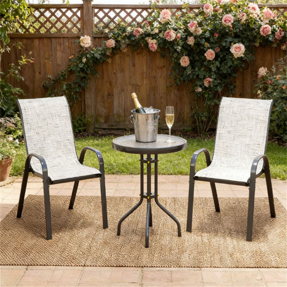3-piece set of small bar furniture, courtyard furniture, garden set, gray