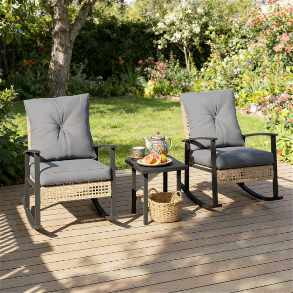 3-piece set of small bar furniture, courtyard furniture, garden set, gray