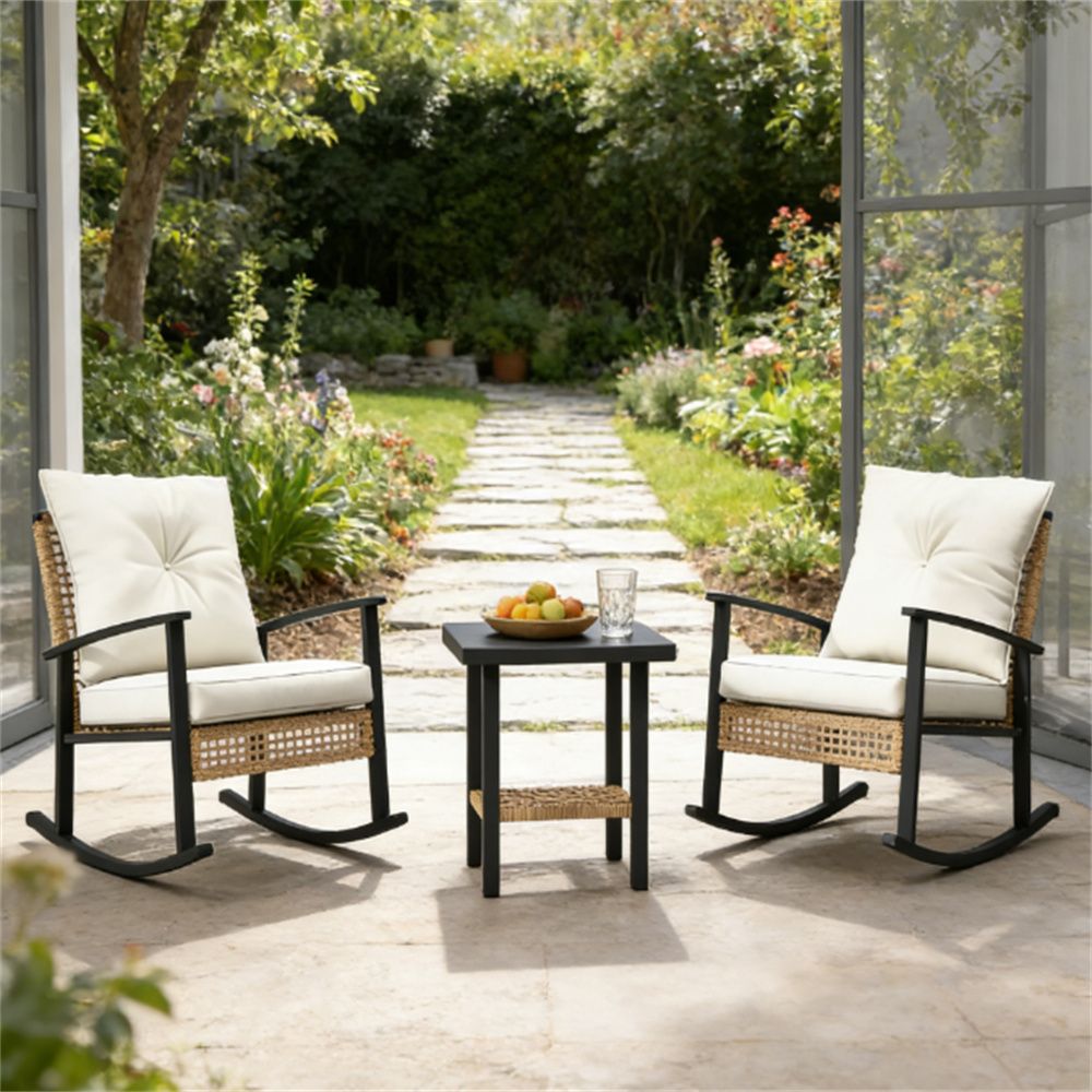 3-piece set of small bar furniture, courtyard furniture, garden set, white