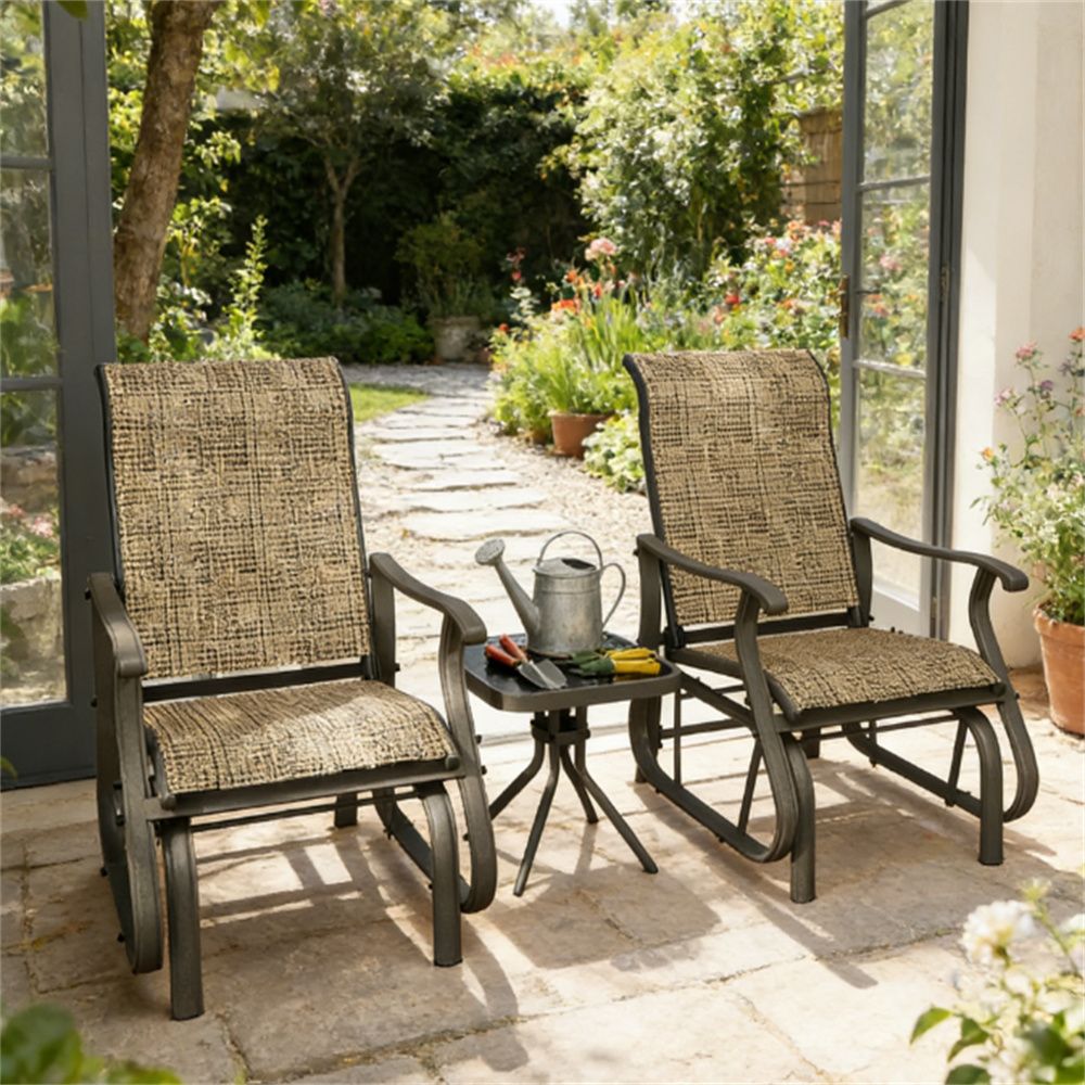 3-Piece Tavern Set, Terrace Chair, Garden Set, Light Brown
