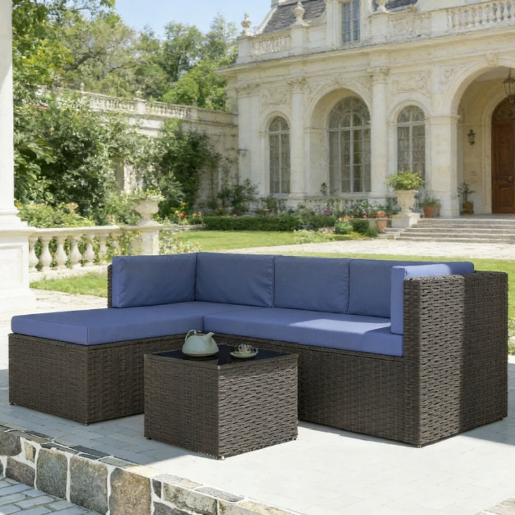 3-piece terrace furniture set, outdoor furniture set, garden set, navy blue