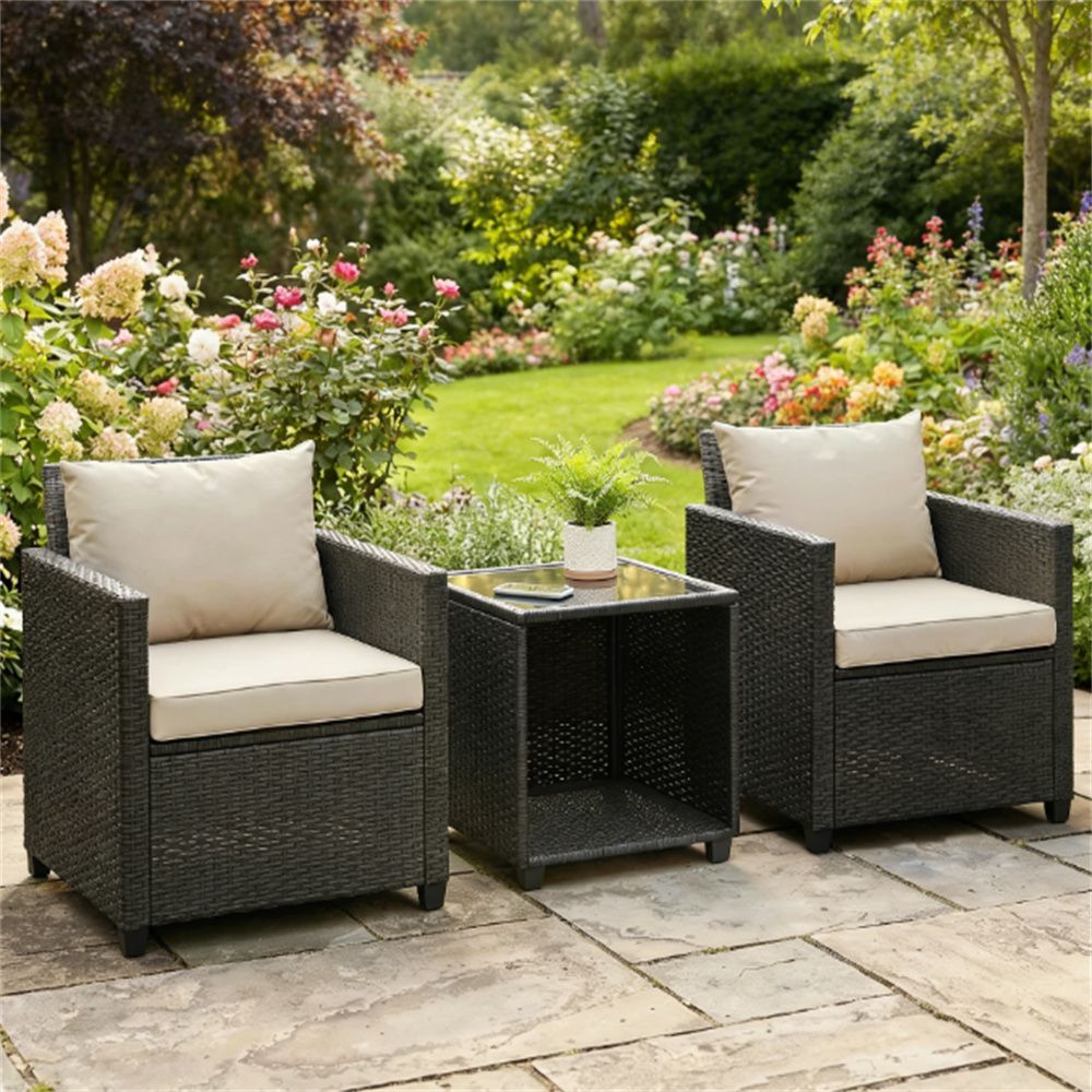 3-Piece Terrace Tavern Set, Outdoor Set, Garden Set, Beige