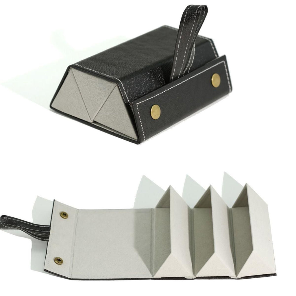 3-Slot Foldable Eyeglasses Organizer, PU Leather Sunglasses Storage Case, Multi-Portable Glasses Holder for Travel