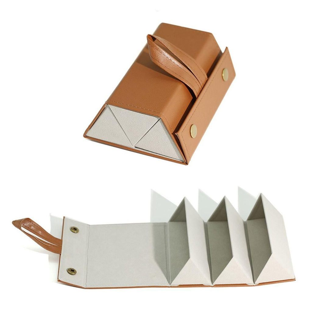 3-Slot Foldable Eyeglasses Organizer, PU Leather Sunglasses Storage Case, Multi-Portable Glasses Holder for Travel