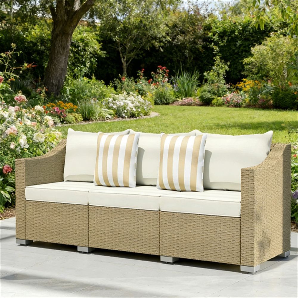 3 terrace sofas, outdoor double sofa, cream white