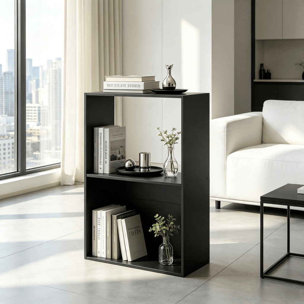 3-Tier Bookshelf Open Storage Freestanding Display Shelf Home Office Organizer  Living Room Decor