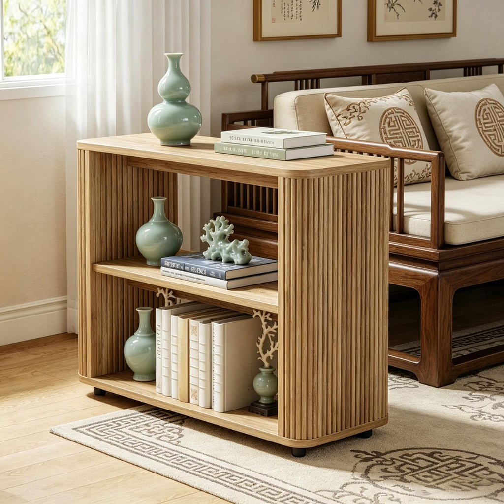 3-Tier Narrow Side Table Nightstand with Storage Shelves Living Room End Table in Espresso Brown with Metal Finish