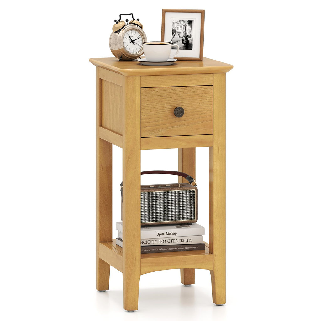3-Tier Nightstand with Drawer and Open Storage Shelf