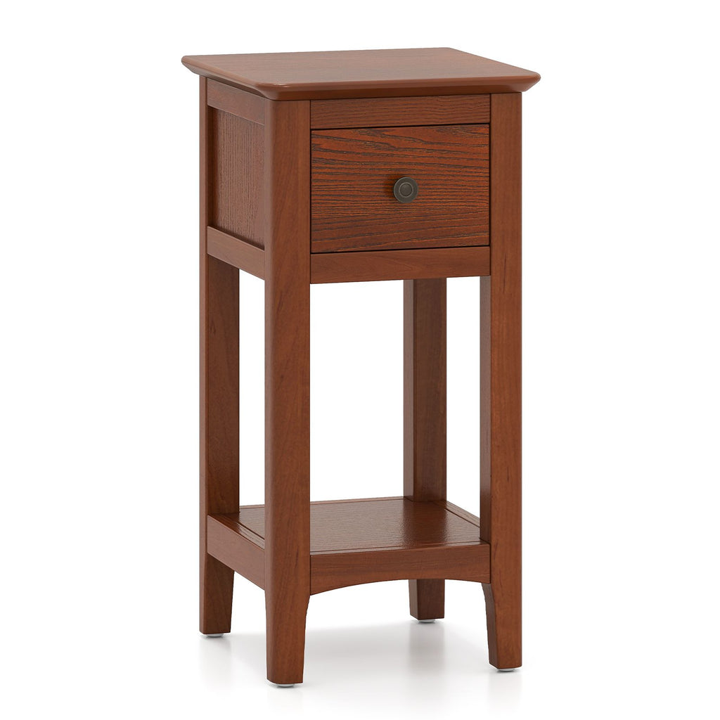 3-Tier Nightstand with Drawer and Open Storage Shelf