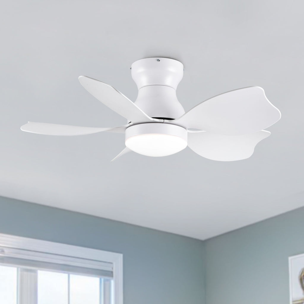 30 in. Integrated LED Farmhouse Indoor/Outdoor White Smart Ceiling Fan with Remote Control