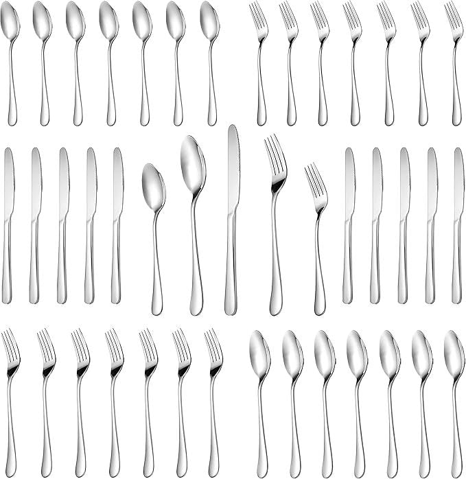 30 Pcs Silverware Set Service for 6,Premium Stainless Steel Flatware Set, Mirror Polished Cutlery Utensil Sets, Durable Kitchen Eating Tableware Sets ,Include Fork Knife Spoon, Dishwasher Safe