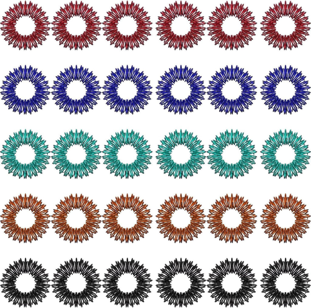 30 Pieces Acupressure Rings Spiky Sensory Rings for Fingers Stress Relief Fidget Sensory Massager for Teens Adults
