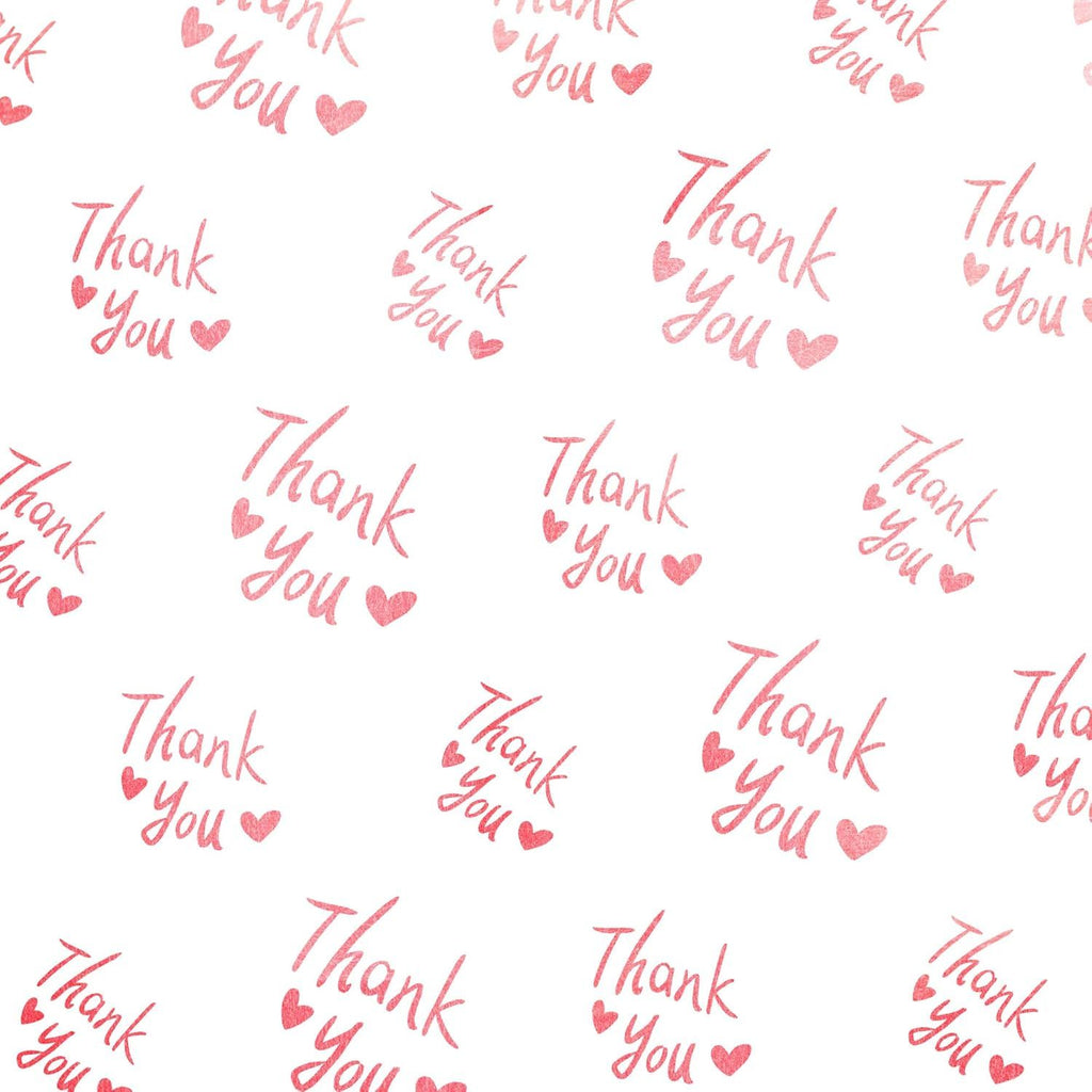 30 Sheets 20" x 28" White with Metallic Pink Thank You Tissue Paper Bulk, Pink Gift Wrapping Tissue for Packaging, Gift Bags, Graduation, Birthday, Thanksgiving