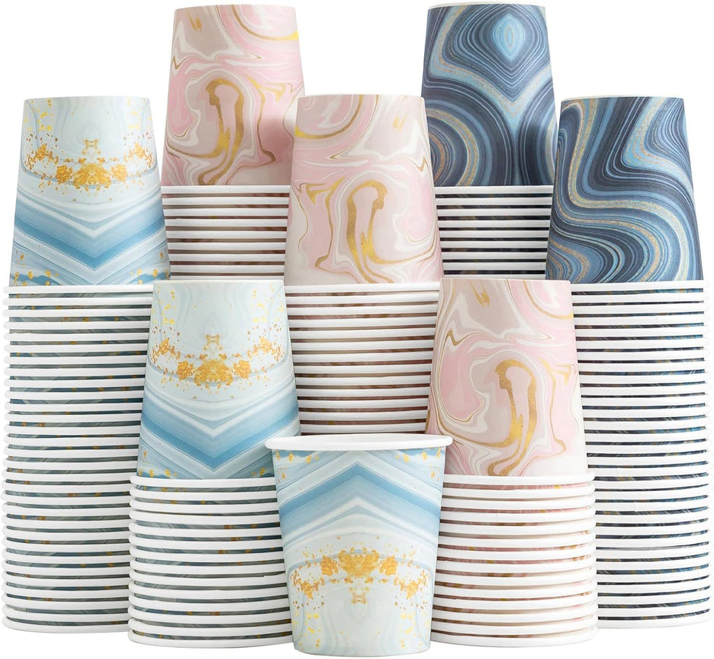 300 Pack 3 oz Paper Cups, Disposable Bathroom Cups, Small Mouthwash Cups, Mini Paper Cups for Bathroom(Mixed Colors), 300pack-Cyan&Blue&Pink