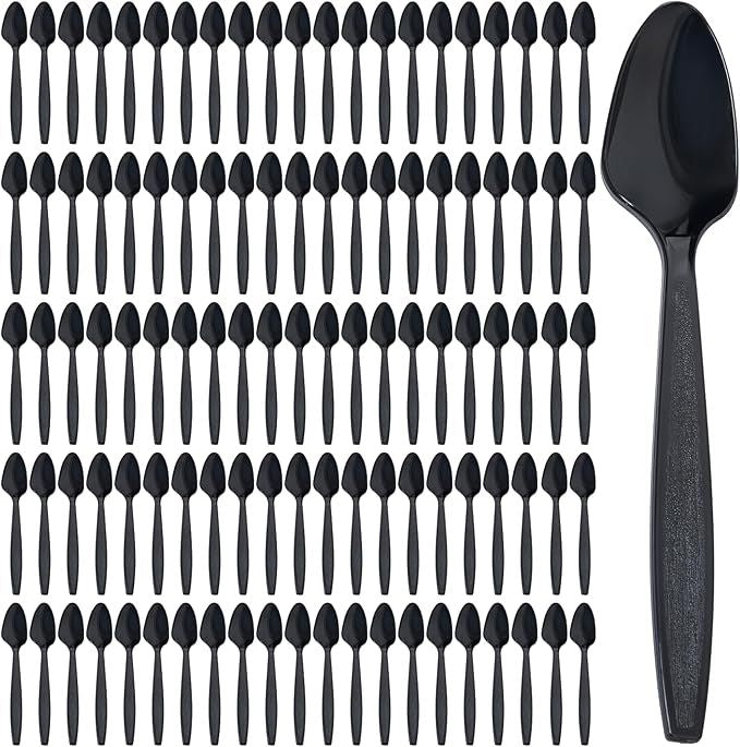 300 Plastic Spoons Bulk - 6-Inch Heavy Duty Disposable Silverware and Plastic Utensils Set - Durable Clear Cutlery for Hot and Cold Food - Strong Spoon Flatware for Parties and Events