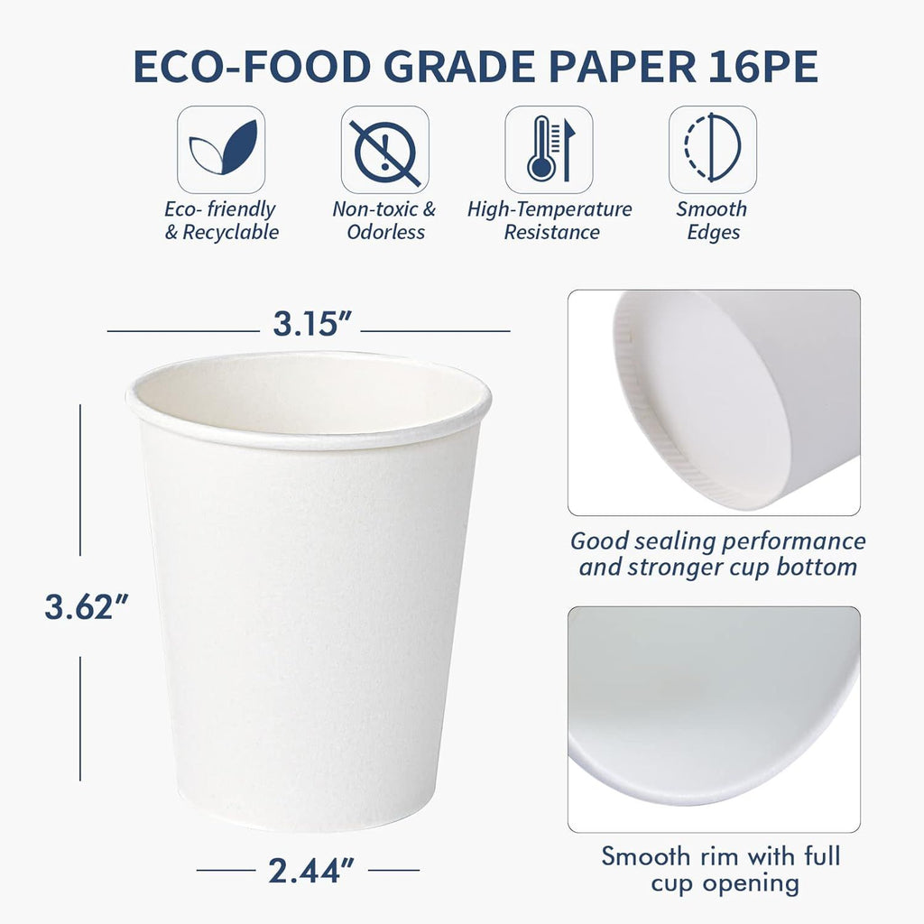 300Pack 8oz Paper Cups, Disposable Coffee Cup White Paper Water Cups,Hot/Cold Beverage Drinking Cup for Party,Travel and Event