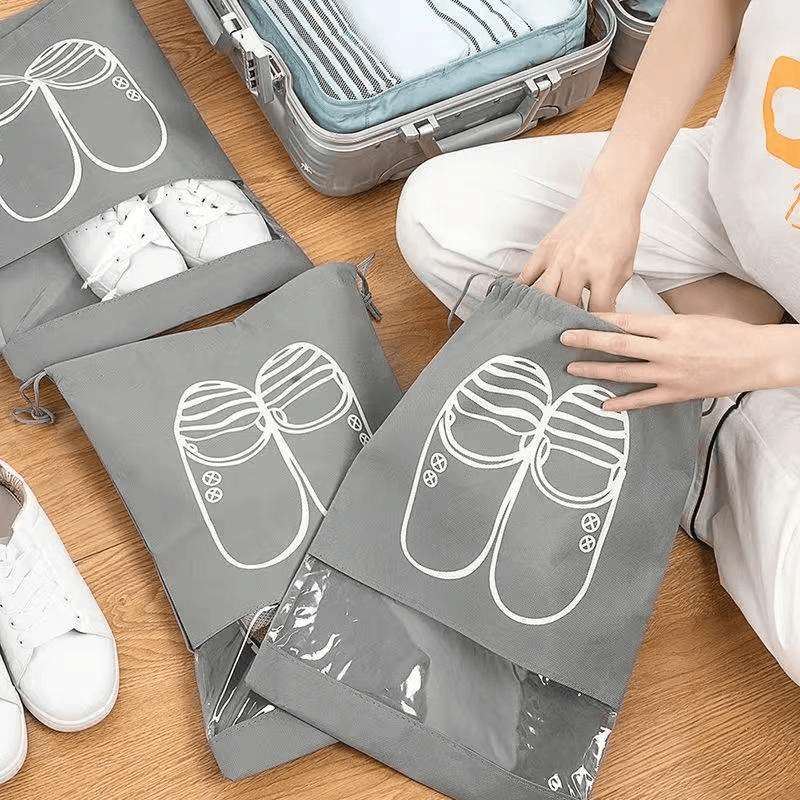 30PCS Grey Shoe Bags, Waterproof Drawstring Shoe Organizer for Travel