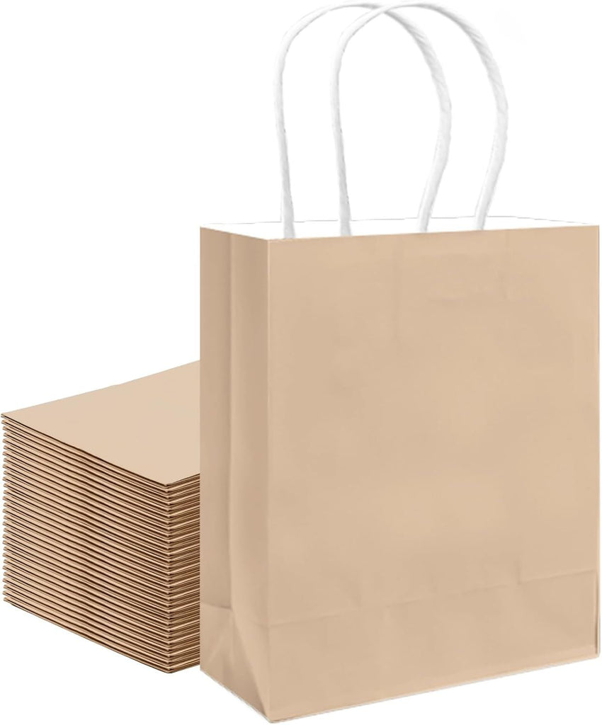 30PCS Medium Gift Bag with Handles Bulk 11"x5"x8" Gift Bags Almond Yellow Bags Multiple Uses (Medium Size)