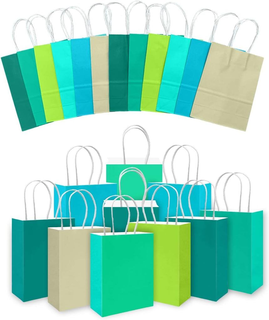 30PCS Medium Gift Bag with Handles Bulk 11"x5"x8" Gift Bags Green Lotus Purple Bags Multiple Uses (Medium Size)