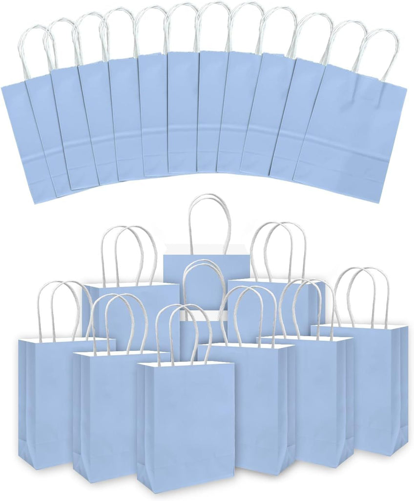30PCS Medium Gift Bag with Handles Bulk 11"x5"x8" Gift Bags Light Blue Bags Multiple Uses (Medium Size)