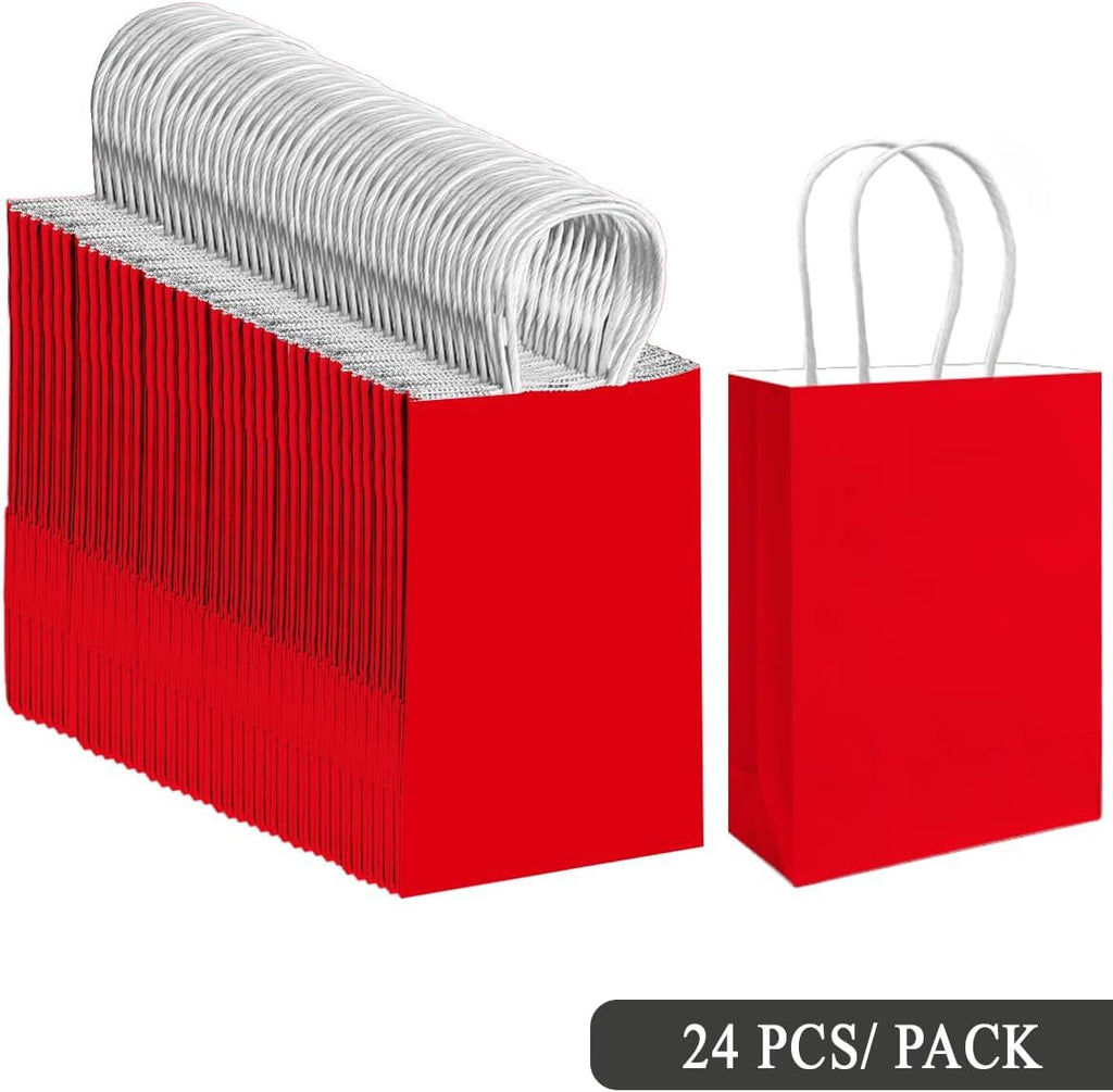 30PCS Medium Gift Bag with Handles Bulk 11"x5"x8" Gift Bags Red Bags Multiple Uses (Medium Size)