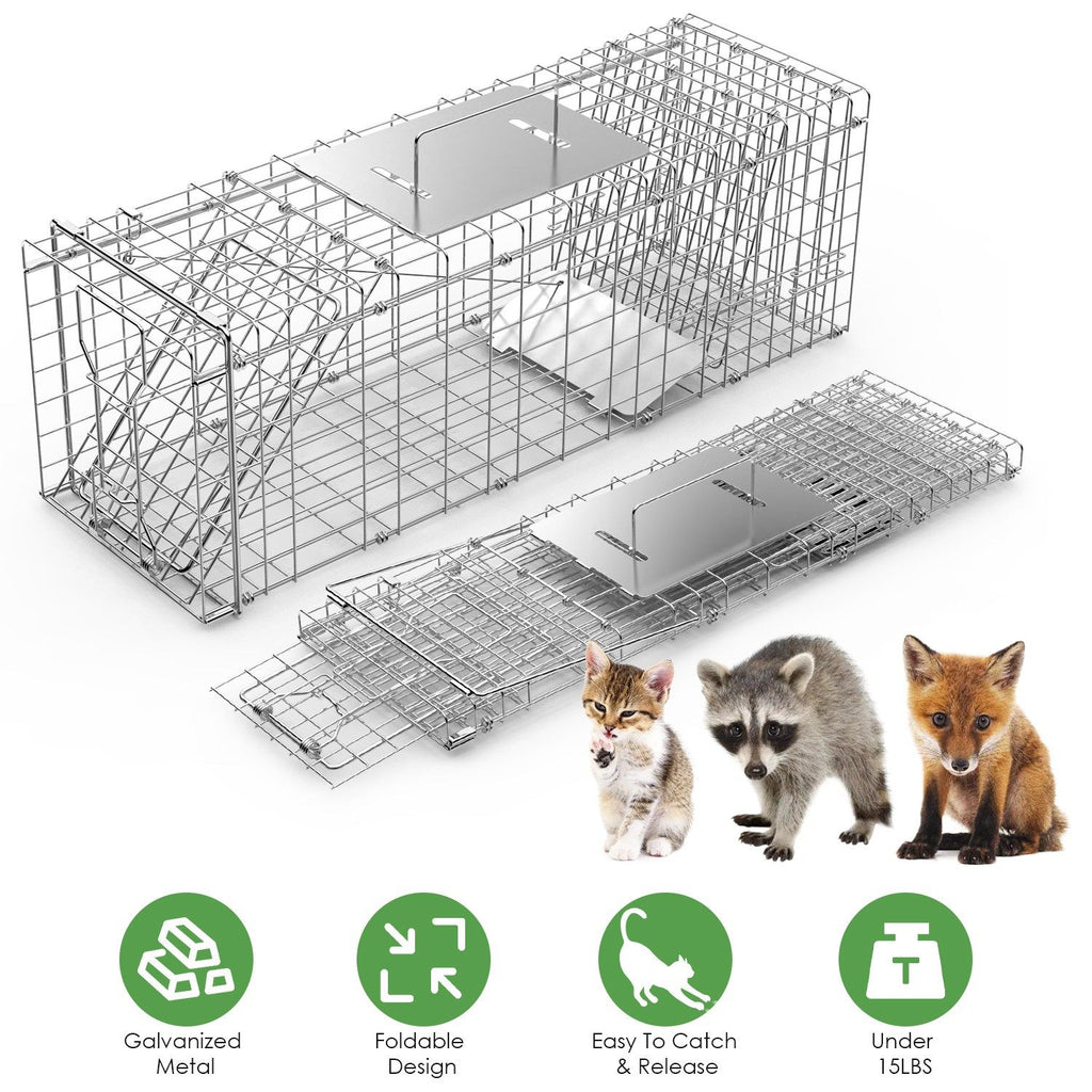 31x12x11' Heavy Duty Folding Live Animal Trap Cage (Cover and Gloves Available)