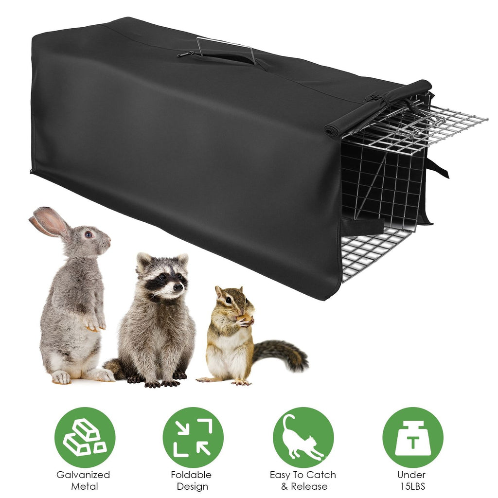 31x12x11' Heavy Duty Folding Live Animal Trap Cage (Cover and Gloves Available)