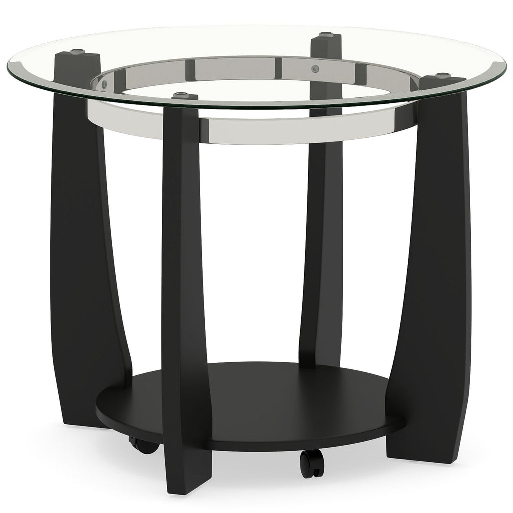 32" 2-Tier Glass Round Coffee Table with Storage Shelf