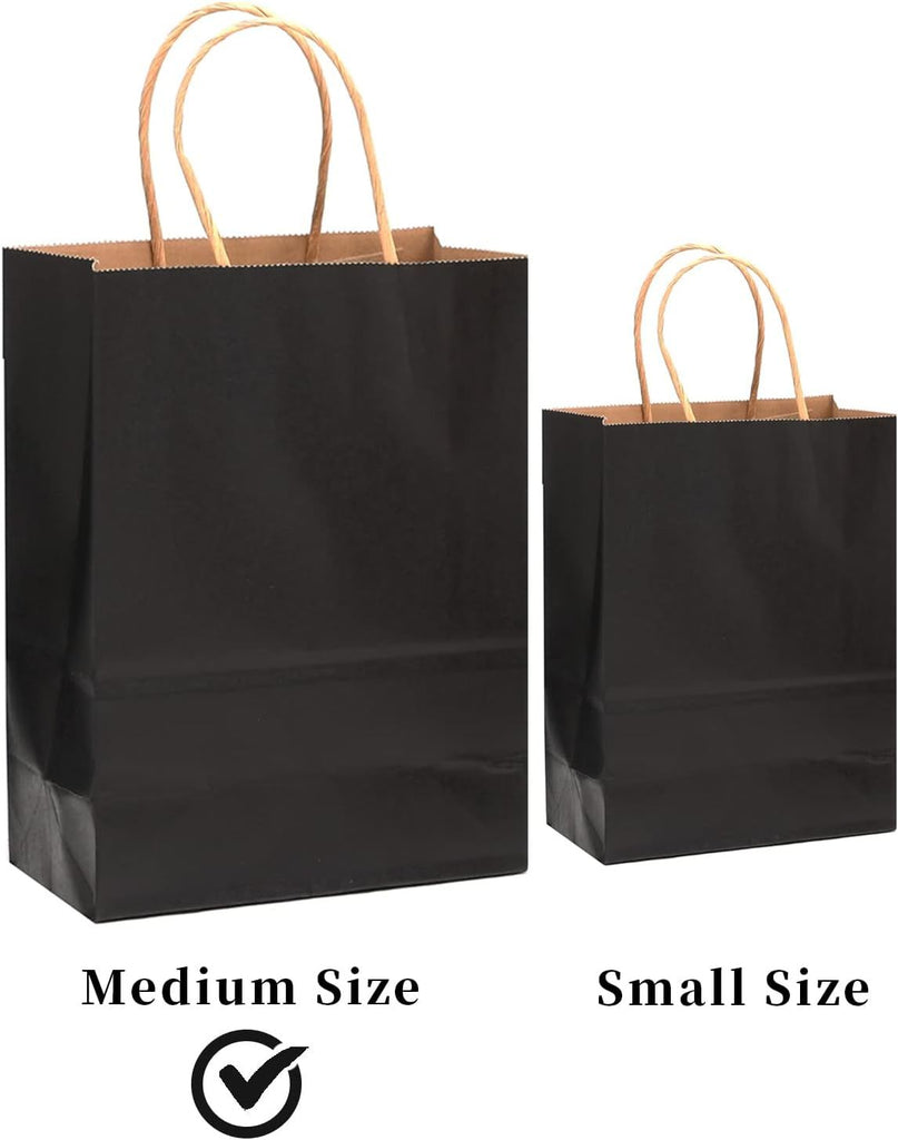 32-Packs Black Paper Gift Bags with Handles Bulk 7.6"x4.75"x10.5" Medium Size Gift Bags Multiple Uses