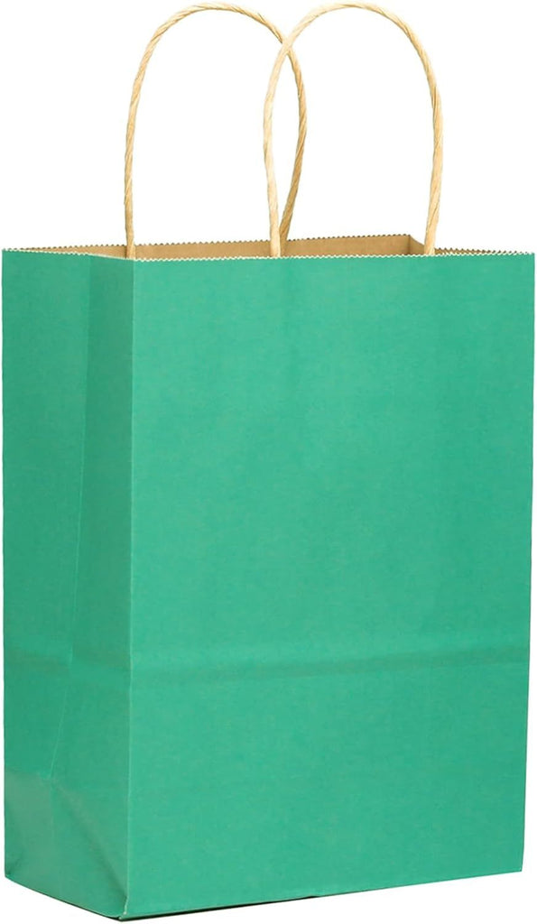 32-Packs Mint Green Paper Gift Bags with Handles Bulk 7.6"x4.75"x10.5" Medium Size Gift Bags Multiple Uses