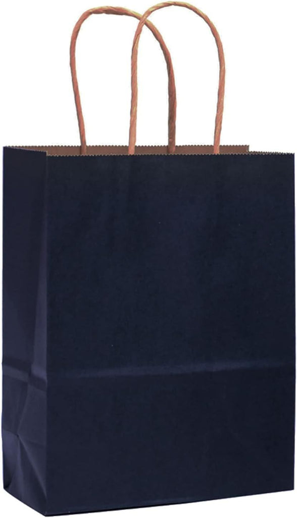 32-Packs Navy Blue Paper Gift Bags with Handles Bulk 7.6"x4.75"x10.5" Medium Size Gift Bags Multiple Uses
