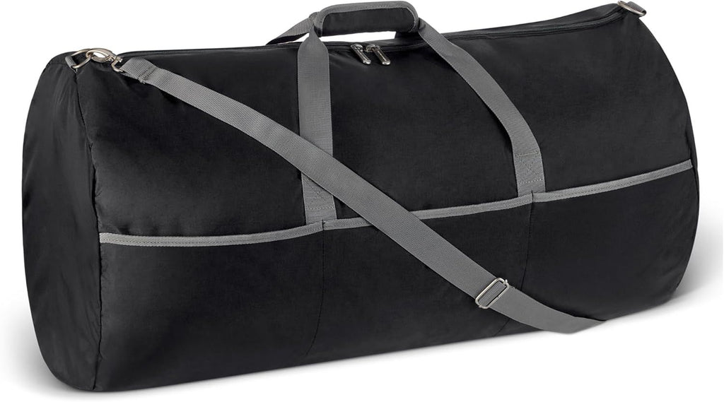 32.4" Extra Large Foldable Nylon Duffel Bag for Travel/Storage with Zippered Pockets, 9254 Cubic Inch (150L), 50-LBS Capacity, Black
