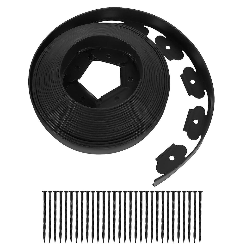 32.8FT/60FT/100FT Options -- 1Pc No-dig Garden Edging Kit Plastic Garden Border with 30/54/90Pcs Stakes 2In Tall Border Edging for Garden Lawn Yard Flower Beds