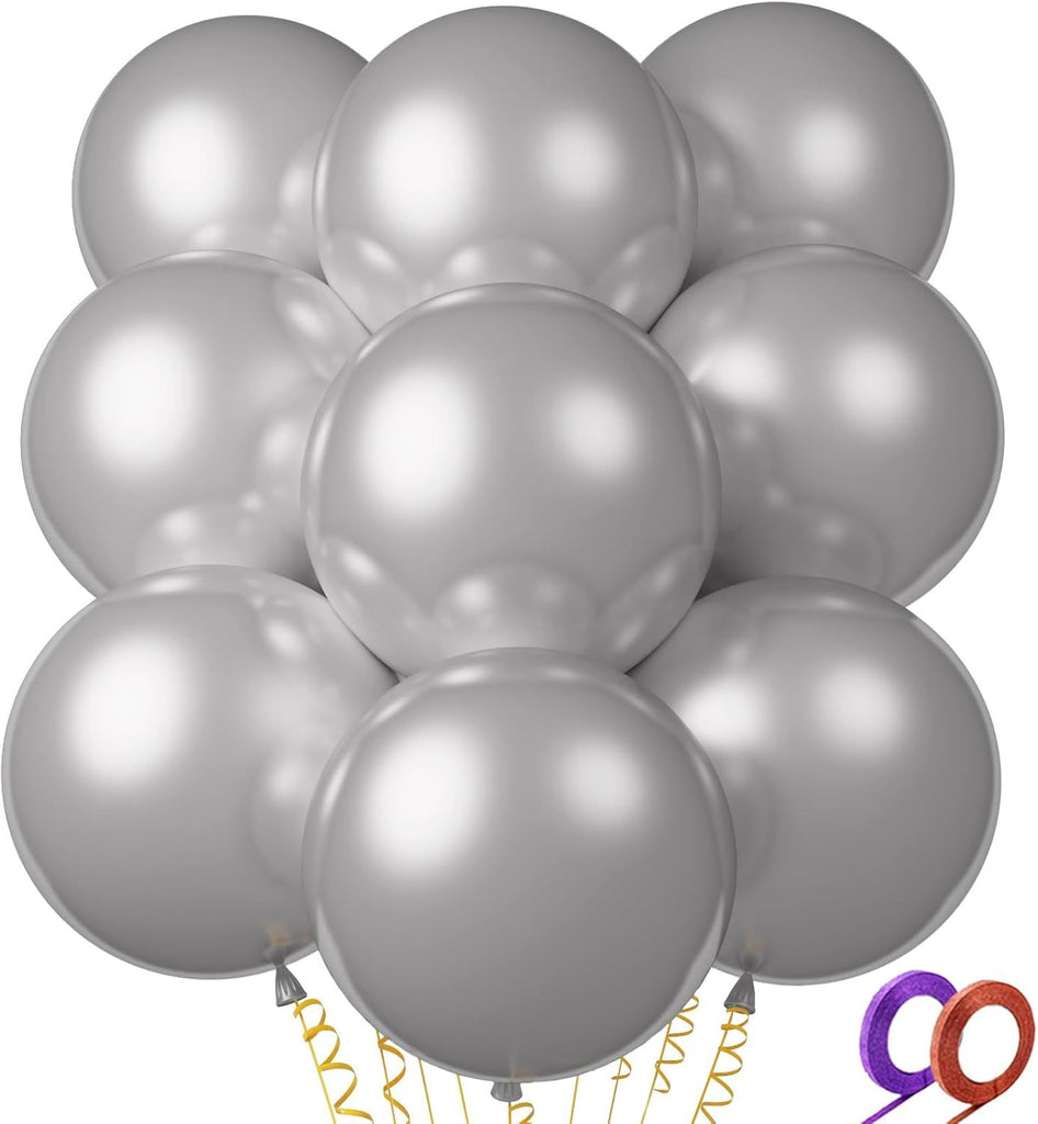 32Pcs Pearl 18 Inch, Silver Round Large Latex Party Balloons for Birthday Wedding Decorations.