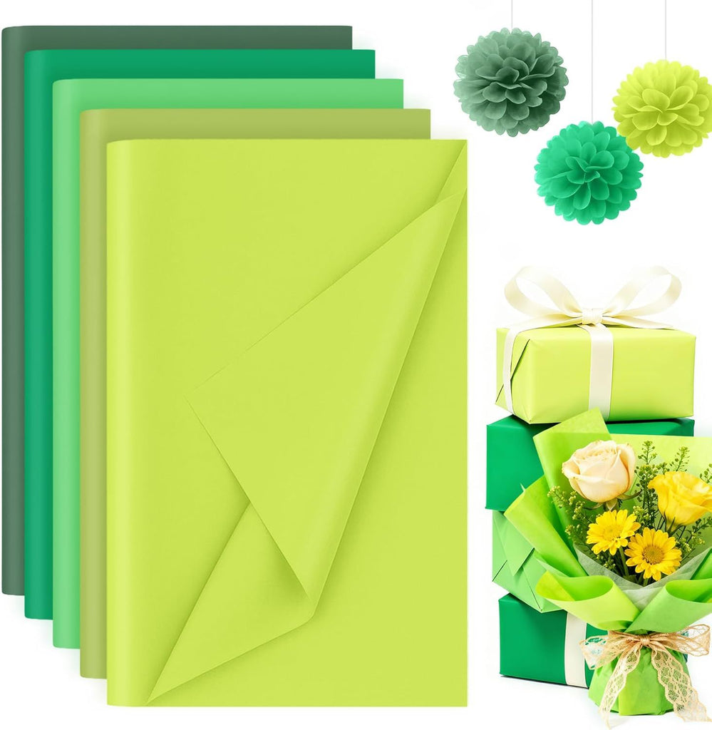 330 Sheets Green Tissue Paper, 14 x 10 Inch Wrapping Paper Bulk for Gift Bags Gift Wrapping Birthday Party Wedding Holiday DIY Crafts