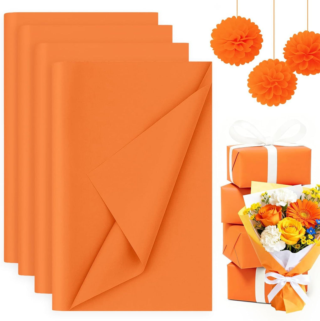 330 Sheets Orange Tissue Paper Bulk, 14 x 10 Inch Gift Wrapping Tissue Paper for Halloween Wedding Birthday DIY Crafts Art Project