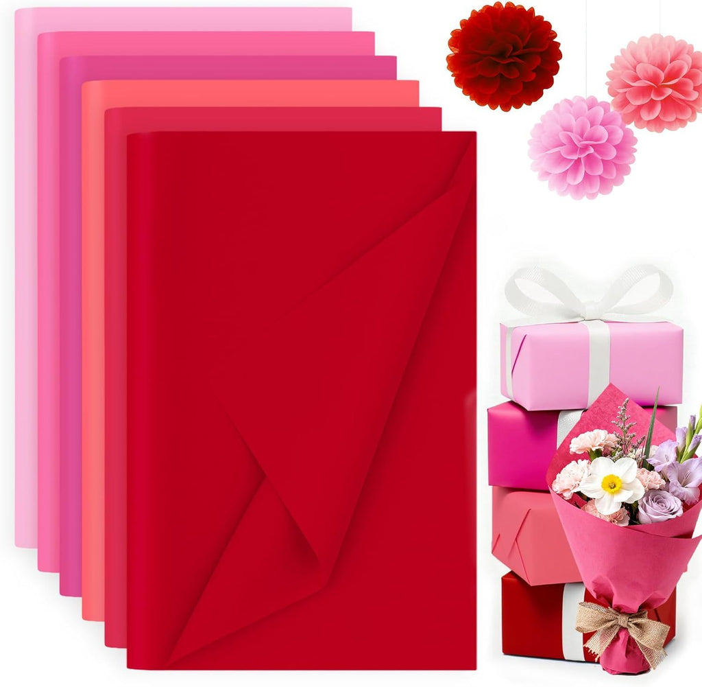330 Sheets Red Tissue Paper, 14 x 10 inch Pink Gift Wrapping Paper for Birthday Wedding DIY Crafts 6 Colors
