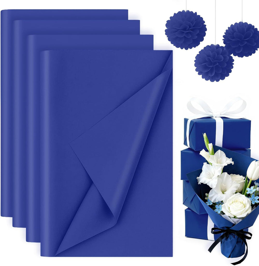 330 Sheets Tissue Paper Bulk, 14 x 10 Inch Dark Blue Gift Wrapping Tissue Paper for Wedding Birthday DIY Crafts Art Project