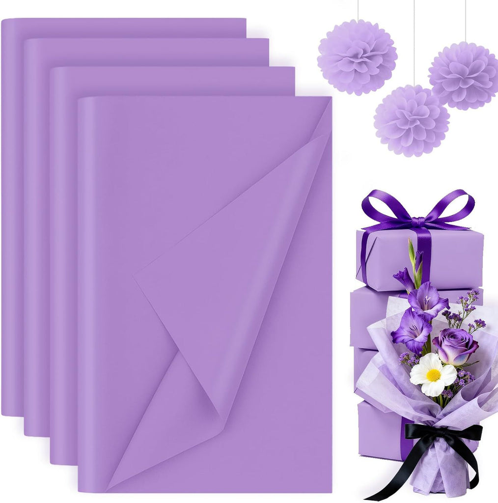 330 Sheets Tissue Paper Bulk, 14 x 10 Inch Light Purple Gift Wrapping Tissue Paper for Wedding Birthday DIY Crafts Art Project