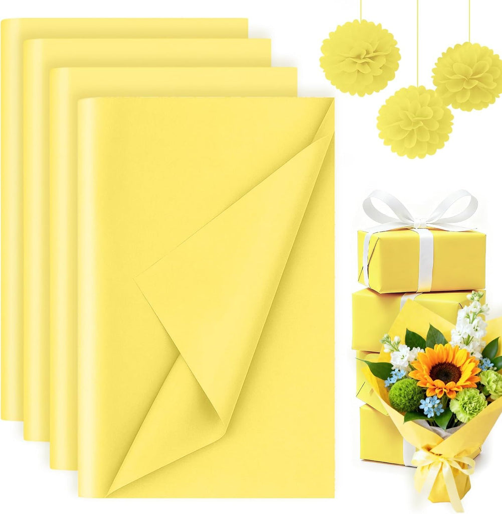 330 Sheets Tissue Paper Bulk, 14 x 10 Inch Yellow Gift Wrapping Tissue Paper for Wedding Birthday DIY Crafts Art Project